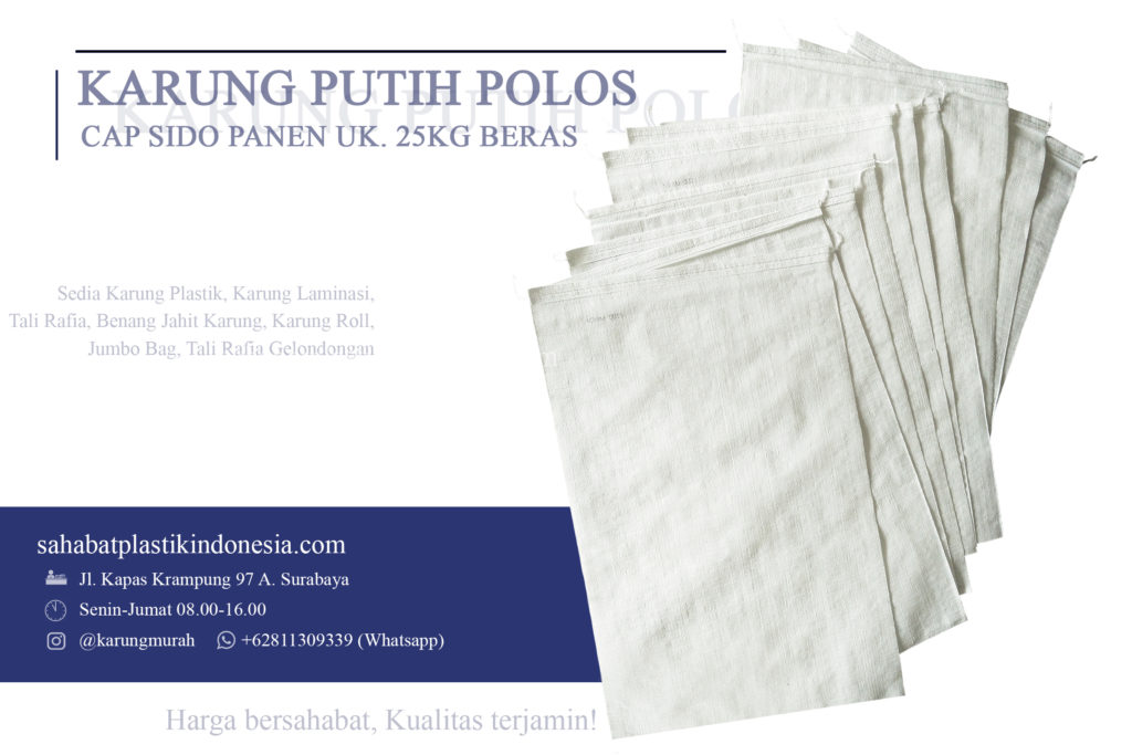 Karung plastik putih polos sido panen uk 25 kg