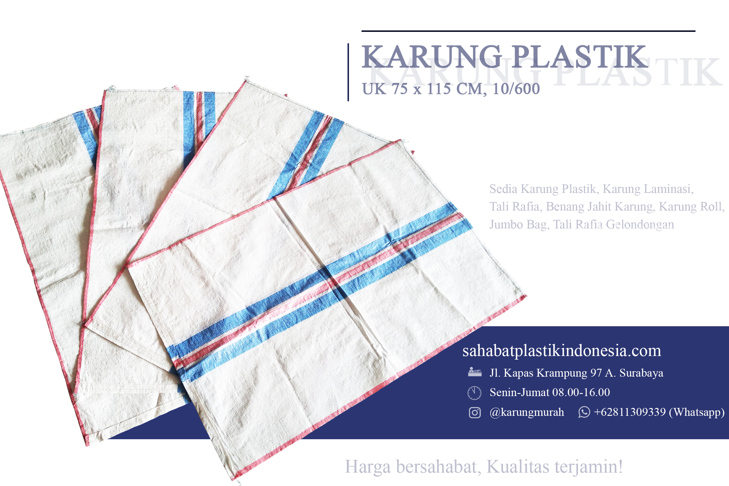 Karung Plastik 75 x 115 cm cocok untuk gabah Instagram 2x3